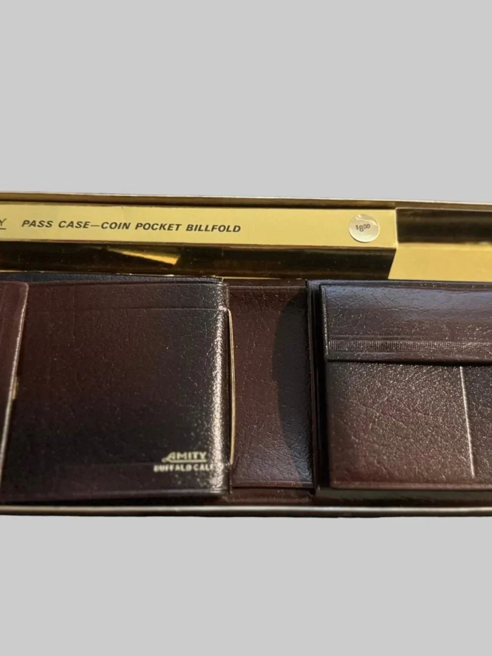 Vintage 1970s Amity Buffalo Calf Leather Wallet NIB